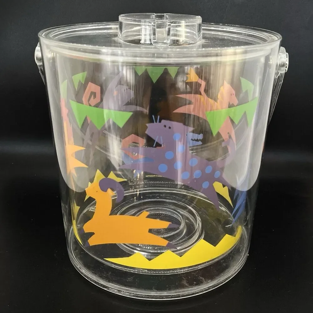 Vintage 90s Acrylic Zoo Animals Ice Bucket Dayton Hudson Marshall Field’s